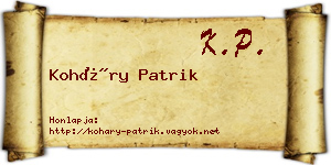 Koháry Patrik névjegykártya