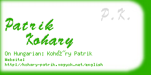 patrik kohary business card